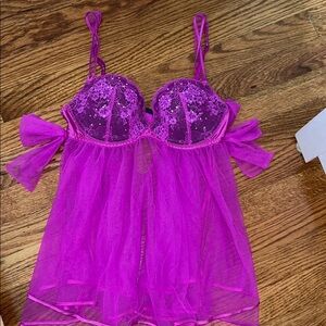 Victoria's Secret Purple Chemise with Lace Detailing